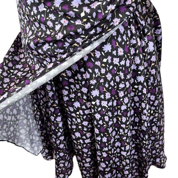 Chinti & Parker Gabriel Floral Mini Dress Black and Purple Wrap Look Size 6 - Picture 5 of 13